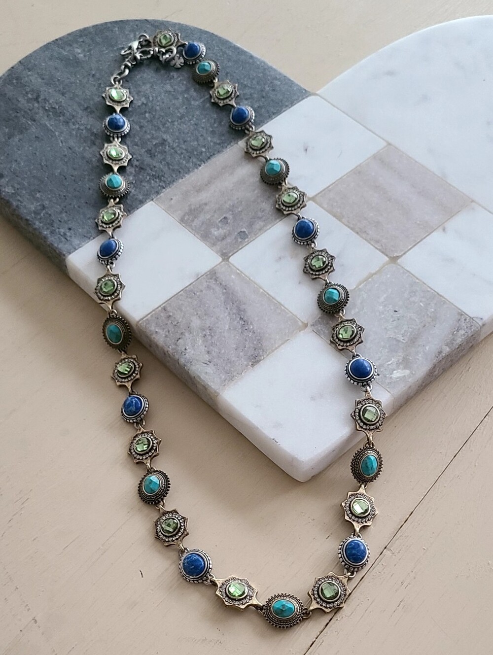 Lucky Brand Blue and Green Stone Necklace